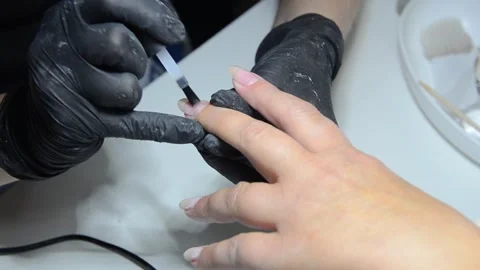 Close-up professional manicure and nail care in beauty salon Stock Footage 344038091