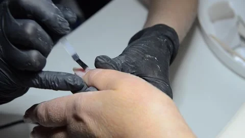 Close-up professional manicure and nail care in beauty salon Stock Footage 344038092