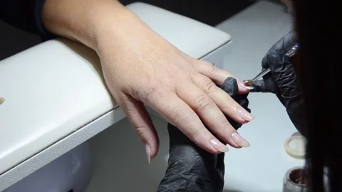 Close-up professional manicure and nail care in beauty salon Stock Footage 344038104