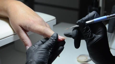Close-up professional manicure and nail care in beauty salon Stock Footage 344038115