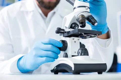 Close up of a professional microscope 스톡 사진