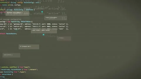 Close up of professional software developer writing complex computer code in a Stock Footage 339954996