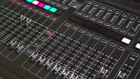 Close up of a professional sound equipment with knobs. 스톡 동영상 328145179