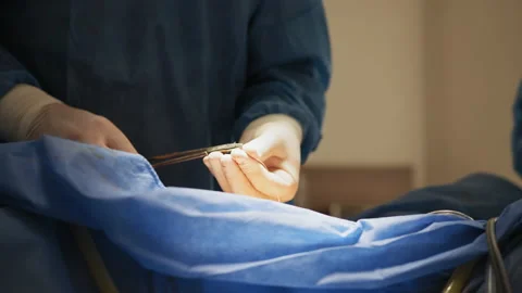 Close-up on Professional Surgeon Suture Wound after Successful Surgery. In the Stock Footage 173524829