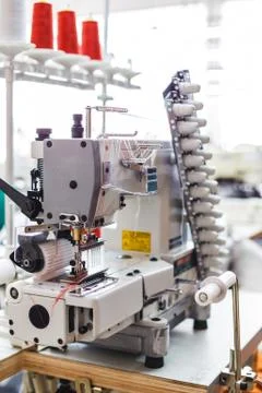 Close up of a professional typewriter for tailoring at a manufacturing plant Foto stock