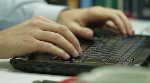 Close Up of a professional worker handling the keyboard of his laptop Stock Footage 45236292