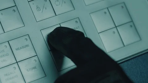 Close up of a professional's hand pushing a button. Car engine testing Stock Footage 94861293