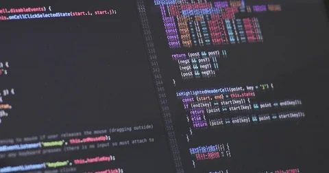 Close up of a program code on a computer screen programming, it, software Stock Footage 82801077