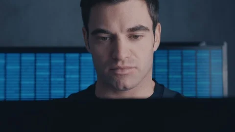 Close-up of Programmer Developer writes the source code of the software. Male Video stock 102067052