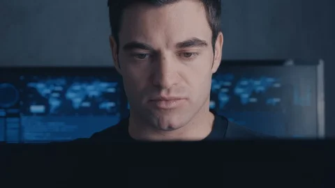 Close-up of Programmer Developer writes the source code of the software. Male Stock Footage 102067703