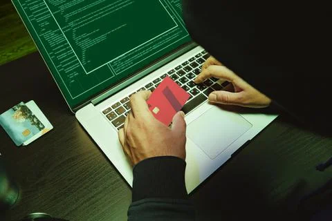 Close up of programmer of hacker hands typing a code 스톡 사진