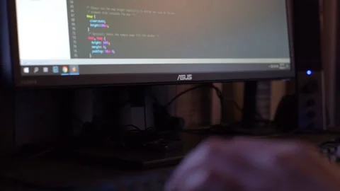 Close up of programmer hands coding on computer. Static, shallow focus Stock Footage 140701719