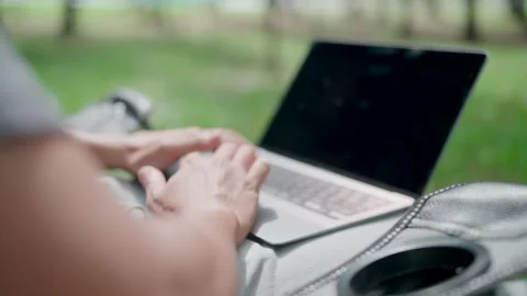 Close-up Programmer is writing code, typing on laptop keyboard.  Stock Footage 283186580