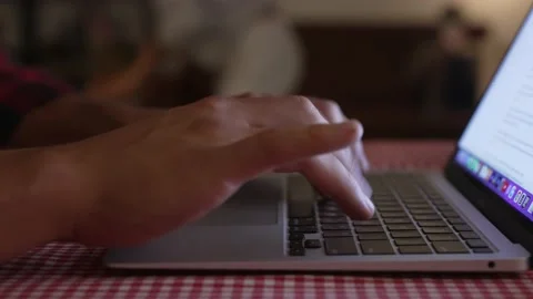 Close-up of programmer's hands typing commands. Young man using the keyboard Stock Footage 223860021