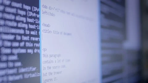 Close-up of programming an app on the computer screen Video stock 72477126