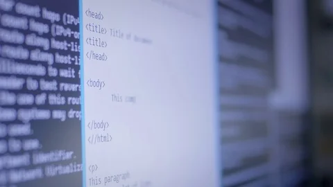 Close-up of programming an app on the computer screen Stock Footage 72477170