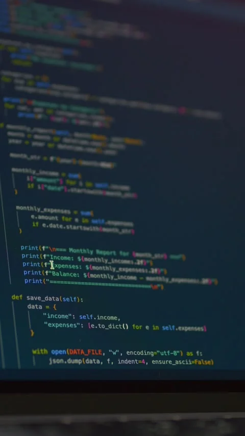 Close-up of programming code displayed on computer monitor during AI assisted Видео 345652092