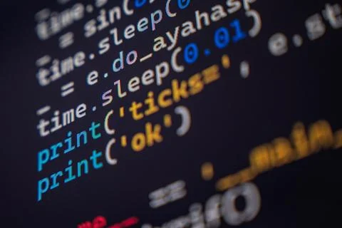 Close-Up of Programming Code on a Screen 库存照片