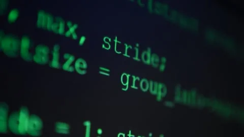 Close-up programming code scrolling on the computer's monitor Stock Footage 199016535