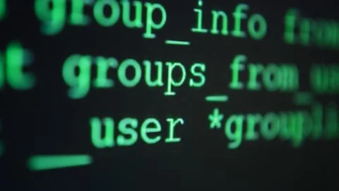 Close-up programming code scrolling on the computer's monitor Stock Footage 199016561