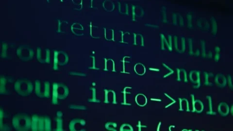 Close-up programming code scrolling on the computer's monitor Stock Footage 199016562