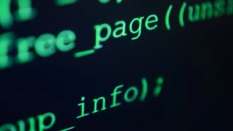 Close-up programming code scrolling on the computer's monitor Stock Footage 199016564