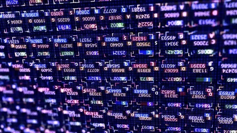 Close up of programming code strings changing the digital on screen, abstract Stock Footage 121197904