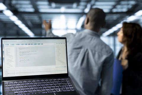 Close up of programming language on notebook used by server hub employees 写真素材