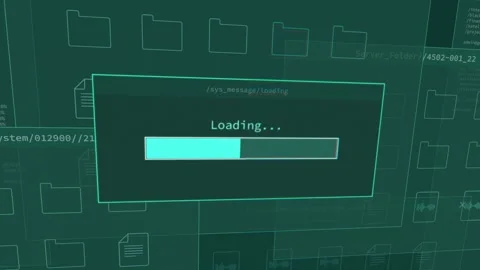 Close up on progress bar loading info in file system secret files and Stock Footage 333011199