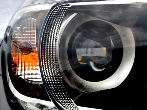 Close up projector head light lamp design Foto stock