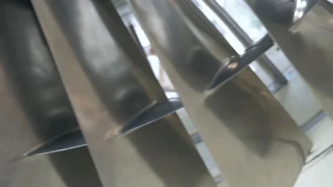 Close up a propeller blades of the turbine engine aircraft. Stock Footage 85644540