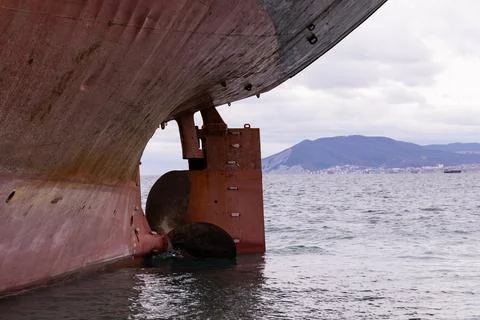 Close the propeller of the ship ashore Stock Photos