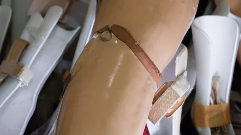 Close up of prosthetic leg stored in a workshop, Bali Stock Footage 140303523