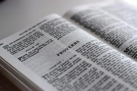 Close up of proverbs in the bible Stock Photos