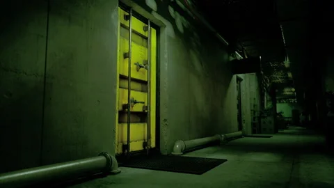 Close proximity view of textured door with piping and wear signs Video stock 330072267