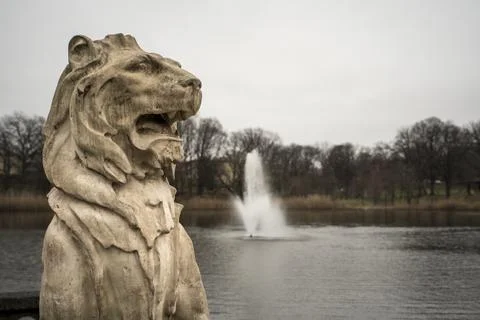 A close-up of a Prudential Lion. Stock Photos