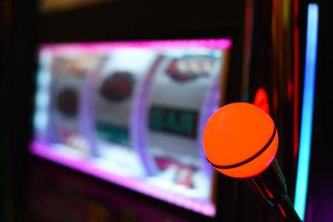 Close up on pull handle on slot machine Stock Photos