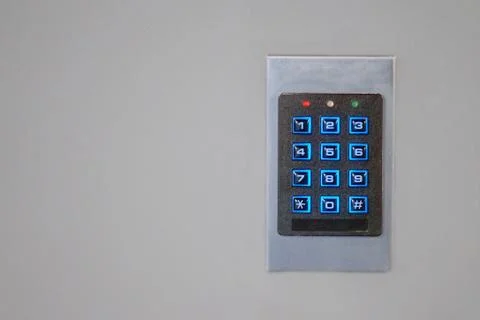Close-up push-button lock of entrance doors Stock Photos
