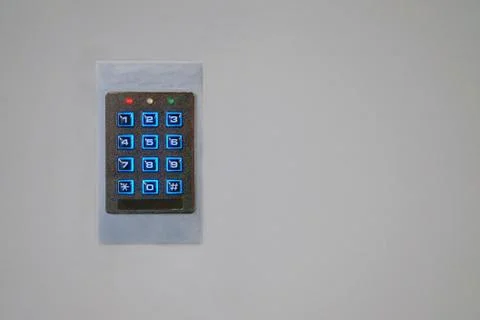Close-up push-button lock of entrance doors Stock Photos