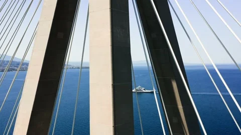 Close up pylon of cable strayed bridge. Stock Footage 201019908