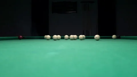 Close up of a pyramid of billiard balls being smashed Stock Footage 147224142