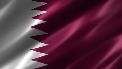 Close up of the Qatar flag blowing in the wind Stock-Footage 348680744
