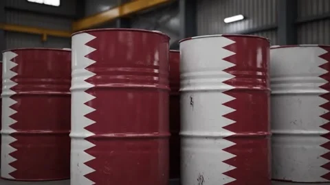 Close-Up of Qatari Oil Barrels Cinematic Industrial Energy Footage 4K Stock Footage 331061985