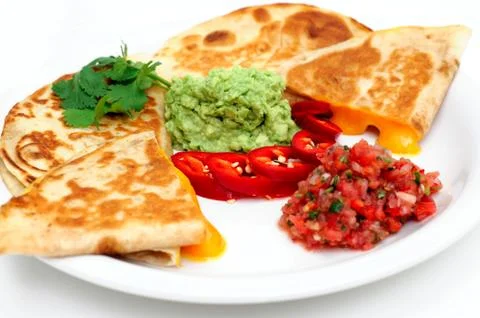 Close-up of quesadilla and salsa Stock-Fotos