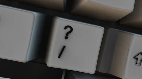 Close-up of ? Question Mark Key on Computer Keyboard with Forward Slash Sign Stock Footage 333876701