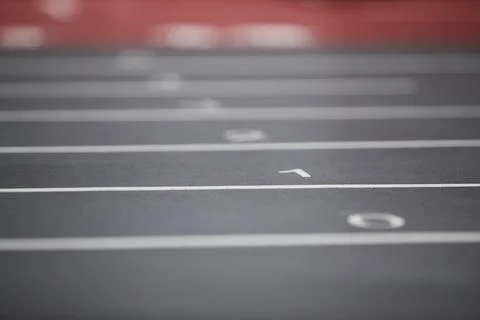 Close-up of a racetrack in a gym, focus on number 1 Stock Photos