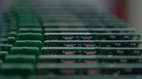 Close up rack focus of circuit boards Stock Footage 89667691