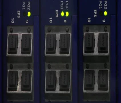 Close up on racks of computer equipment with flashing lights Stock Footage 21585834