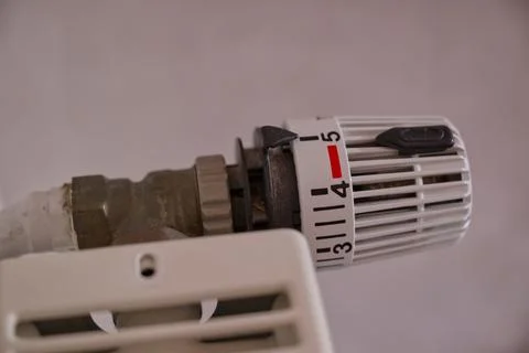 Close-up of a Radiator Valve with Temperature Control Stock Photos