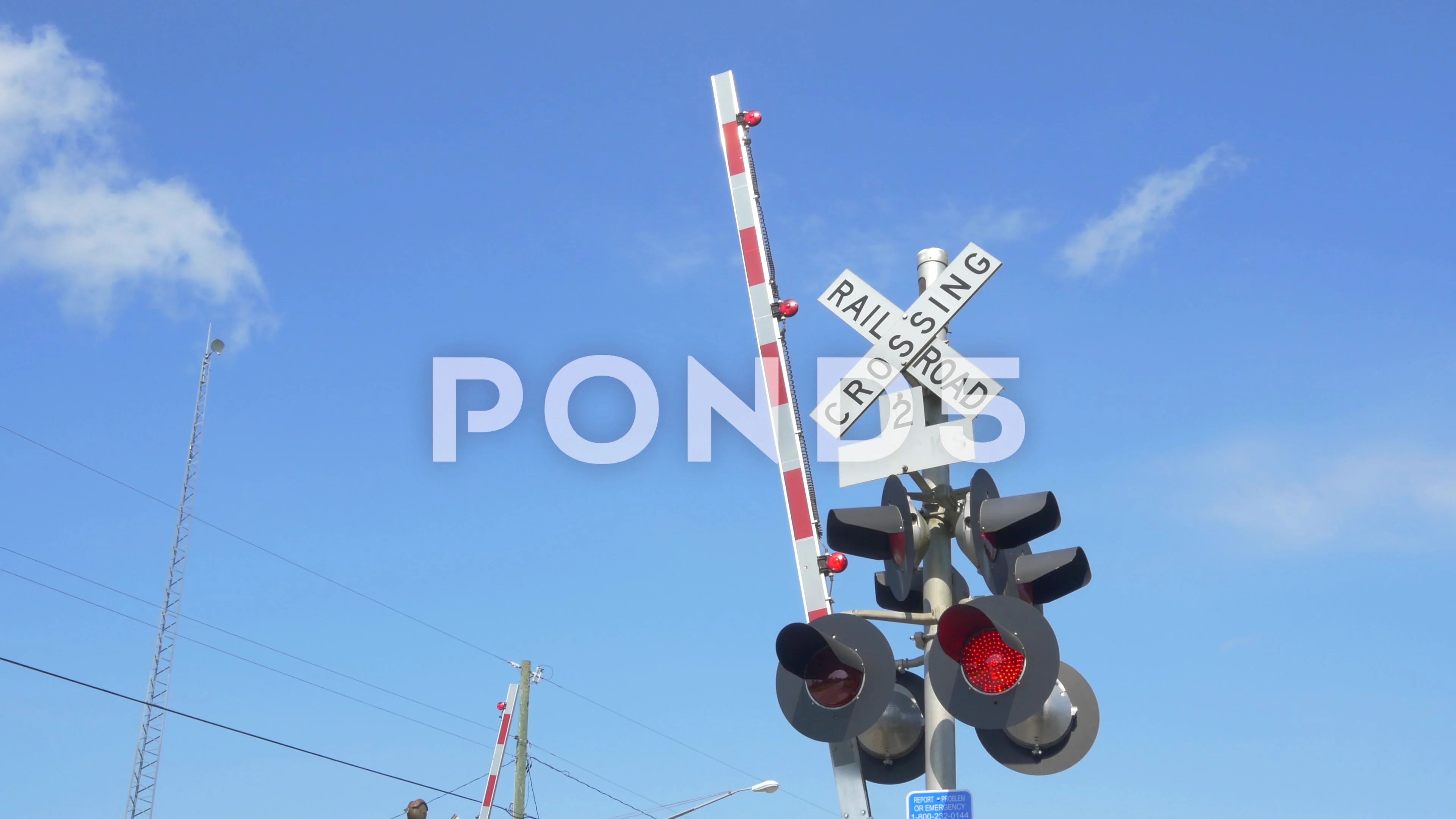 Close Up Railroad Crossing Sign With Re Stock Video Pond5